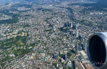 Frankfurt am Main, Blick aus dem Flugzeug auf die Stadt